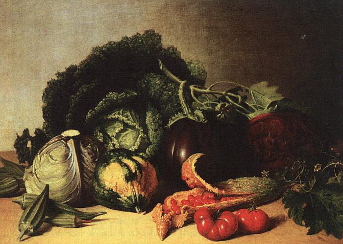 James Peale Still Life Balsam Apple and Vegetables Norge oil painting art